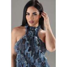Halter Ruffled Dress - Multicolor - View 5