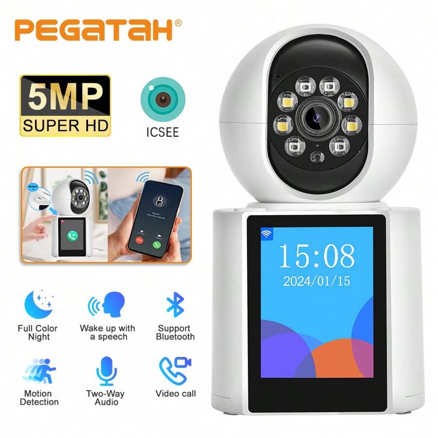 Monitor de bebé de cámara de intercomunicador de video Full HD de 5 MP con pantalla de 2,8 pulgadas, cámaras Wifi domésticas inteligentes, seguimiento automático de cámaras CCTV ICSEE