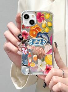 1pc Summer-Themed Acrylic Mirror Phone Case With Shell Pattern, Compatible With IPhone - Multicolor - View 3