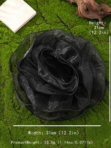 1入手工製作的女士大尺寸雪紗布胸針，適用於派對和宴會 - 黑色 - 查看 9