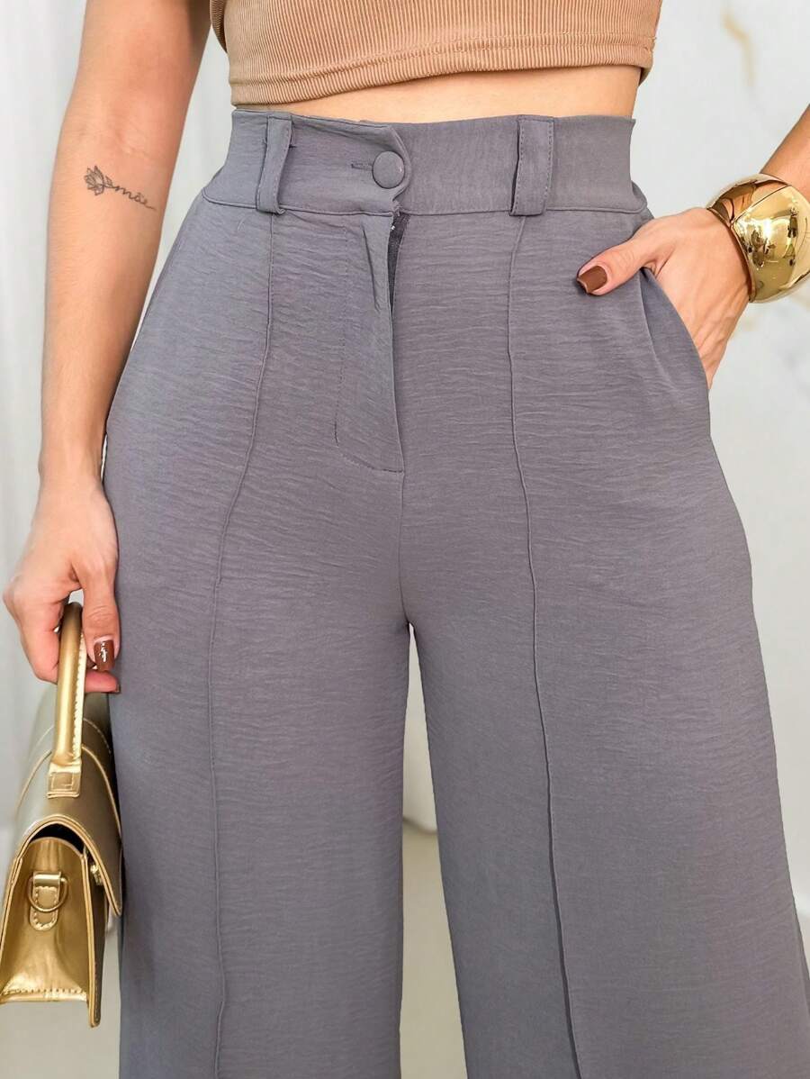 Women Pants - 灰色 - 查看 1