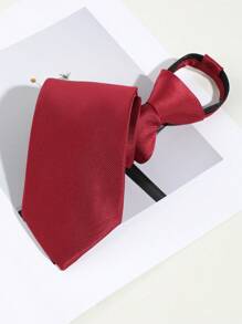 1pc Men's Casual Solid Color Easy Zip-Up Necktie With Fine Diagonal Stripes (1200 Needle Count), Suitable For Daily Suit Matching, Available In Black/Green/Blue/Apricot/Grey