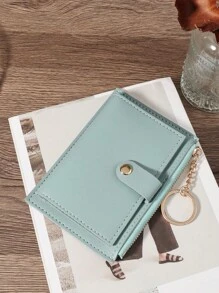 Ví ngắn thời trang gấp 2 ngăn nhiều ngăn có khóa kéo//Tiền xu có chữ cái Ví đựng thẻ bằng da chất lượng cao Ví đựng danh thiếp Ví đựng thẻ tín dụng Ví dành cho nữ Ví mini Ví đựng thẻ Ví đựng chìa khóa Ví đựng thẻ - Màu xanh lam - Xem 3