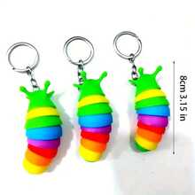 4pcs Colorful Caterpillar Keychains, Sensory Stress Relief Keyring, Gift - Multicolor - View 2