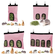 Kaninchen Heubag Feeder, rosa 600D Oxford-Tuch-Gewebe Heu hängender Feeder-Aufbewahrung für Kaninchen, Chinchilla und kleine Tiere