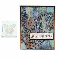 1入組金屬蝴蝶裝飾品，適用於卡片製作，各種尺寸的模切模具