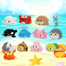 Tiny Particle Toy Building Block Set Plastic Ocean Creatures Series, Suitable For Festivals, Birthdays, And School Openings. Fun Pet Blocks, Interesting Mini-Challenging Blocks, Exercise Hands-On Skills, Building Block Set, DIY Creative Home Decor And Room Decoration Toy, Educational Science Toy, Adult Building Block Set Gift, Suitable For Festive Gifts, Birthday Gifts, New Year's, Chinese New Year, Valentine's Day, Easter, Mother's Day, Father's Day, Friends' Gifts Room Decoration