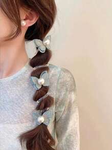 1 Pc Summer Butterfly Orchid Spiral Hair Tie, Perfect For Beach Vacation And Party, Sweet And Elegant Hair Accessory Pink Accessories Ponytail Holders Hair Elastics Hair Rubber Bands Scrunchies Hair Rope Elastic Hair Tie, Hair Bobbles