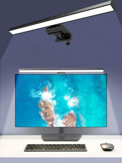 1条19.68英寸/11.81英寸黑/白电脑显示器灯条，屏幕夹灯，LED屏幕灯带，适用于工作站，可调光定时显示灯，适用于台式机/办公室/家庭/游戏触摸屏，护眼屏幕夹灯