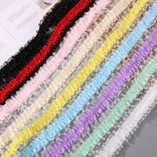 5m Double Layer Elastic Snow Yarn Pleated Lace Trim, 4cm Width, For DIY Hair Accessories, Cheerleading Fan Support Clothing, Cuffs And Supplies