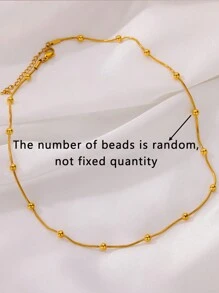 1PC Minimalist Round Snake Chain Beaded Necklace & Bracelet & Anklet For Women 18K Gold Plated Stainless Steel Chain Adjustable Size Fashion Jewelry Accessories (Sold Separately)