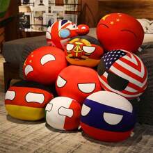 1pc Cute Poland Country Stuffed Ball Plush Doll, Cartoon National Flag Character Doll, Gift For Friends