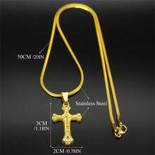 Christian Jesus Cross Necklace For Women Men Stainless Steel Gold Color Chain Religion Pendants - Necklace - View 6
