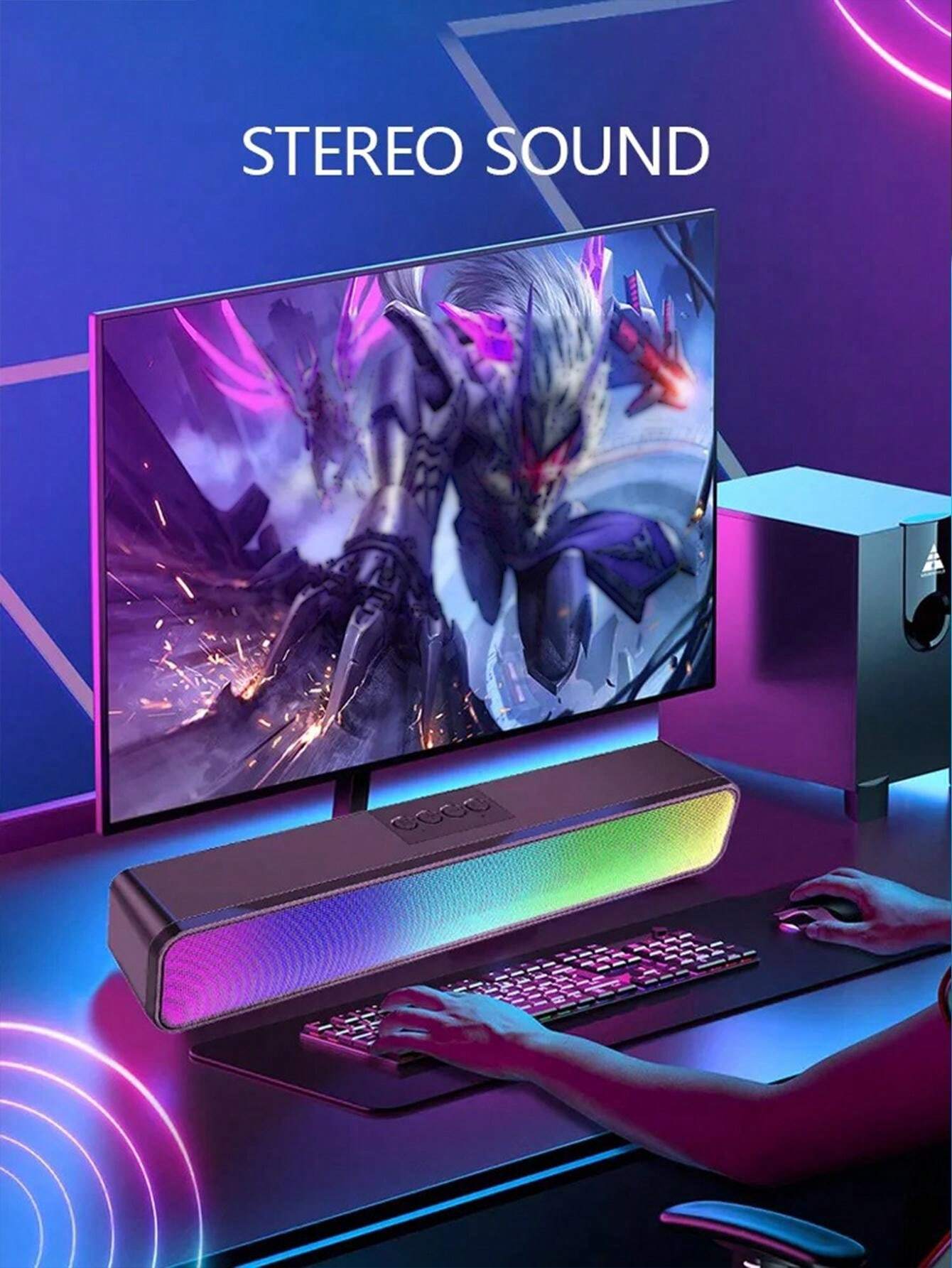 Shein Light Computer Desktop 1pc RGB Wireless Speaker Dual Speaker Loud Subwoofer 3D Stereo ...