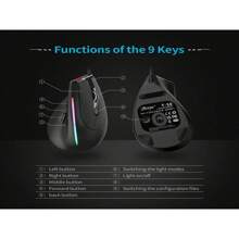 Ratón De Juego Con Cable Jomaa Rgb Ratón Vertical Ergonómico 9 Botones Programables 12800 Dpi Para Computadora Portátil De Jugador - Negro - Ver 7