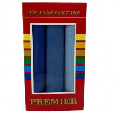 Lenços Masculinos De Bolso Kit 3 Unidades Caixa 32cm 100% Algodão