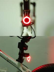 1pc Usb Rechargeable Bike Light, Heart-Shape Round Led Bicycle Front And Rear Caution Light, Waterproof Bicycle Tail Light With Cob Technology For Night Riding Lighting Equipment
