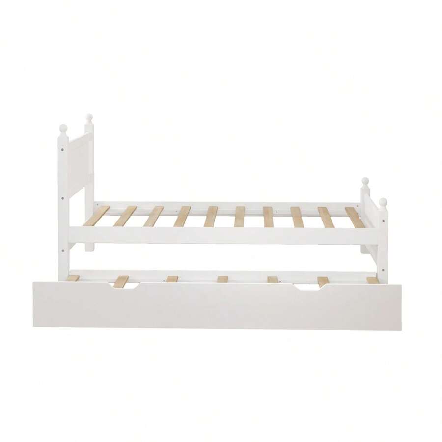 Twin Size Solid Wood Platform Bed Frame With Trundle For Limited Space