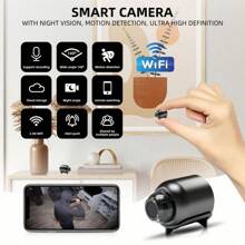 Mini Wifi Camera 1080p Hd Night Vision, Motion Detection, Remote Monitoring, 160° Wide Angle, Micro Diy Setup, Infrared Night Vision (Without Visible Light) - Black - View 2