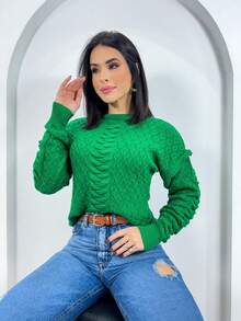 Women Sweaters - 綠色 - 查看 3