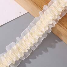5m Double Layer Elastic Snow Yarn Pleated Lace Trim, 4cm Width, For DIY Hair Accessories, Cheerleading Fan Support Clothing, Cuffs And Supplies