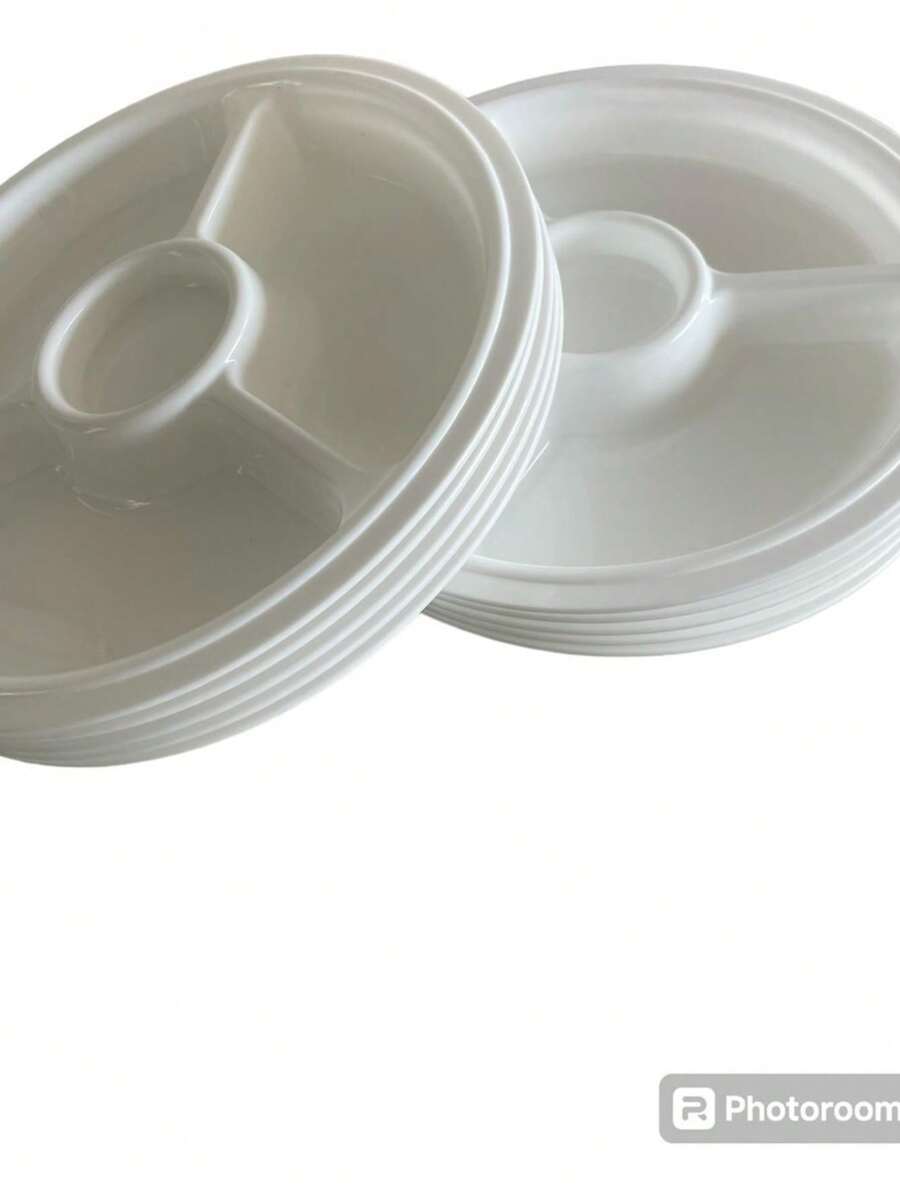 Botaneros Dip Redondos Plástico 4 Cavidades Plato - Rojo - Ver 1