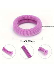 100 pezzi Fasce elastiche per capelli da ragazza, colorati, in nylon, piccoli cerchietti per coda di cavallo per adolescenti, accessori per capelli - Viola - Visualizzare 2