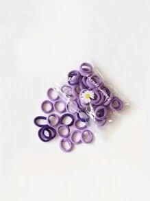 100 pezzi Fasce elastiche per capelli da ragazza, colorati, in nylon, piccoli cerchietti per coda di cavallo per adolescenti, accessori per capelli - Viola - Visualizzare 3