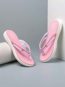 New Style Flip Flops, Summer Women Girls Beach Casual Home Korean Fashion, Anti-Slip, Breathable, Comfortable And Deodorant Shoes - 粉色 - 查看 2