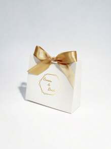 10pcs/50pcs Customizable Marble-Style Mini Gift Box With Gold Ribbon, Perfect For Personalized Wedding Favors, Anniversary Gifts, And Special Date Keepsakes - White Box Customization - View 2