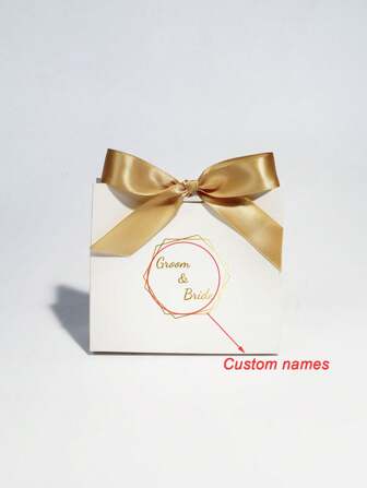 10 piezas/50 piezas Caja de regalo mini personalizable con estilo de mármol y cinta dorada, perfecta para recuerdos de bodas personalizados, regalos de aniversario y artículos conmemorativos de fechas especiales