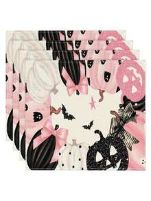 1pack Pink Lantern Halloween Placemats  Fall Pumpkin Table Mats For Party Kitchen Dining Decoration - Multicolor - View 8