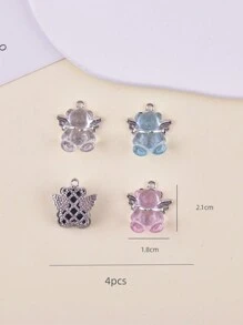 4入組時尚翅膀3D小熊蝴蝶結，適用於女士DIY珠寶製作 - 彩色 - 查看 4