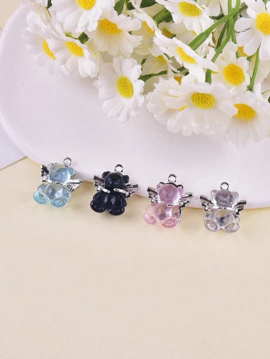 4入組時尚翅膀3D小熊蝴蝶結，適用於女士DIY珠寶製作 - 彩色 - 查看 1