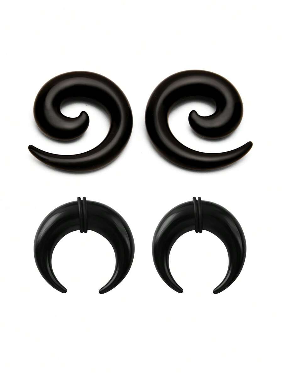 2 Pairs 6mm12mm Acrylic Spiral Snail Ear Tapers Plugs Lobe Ear