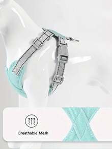 Cross-Shaped Breathable Pet Dog Harness With Reflective Vest And Leash - Yellow - View 3