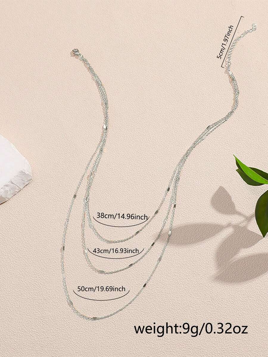 Nooxian 1pc Fashion Minimalist Silver Chain MultiLayer Pendant