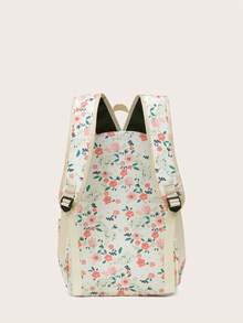 Fashionable Floral Design School Combo 3pcs Set: Backpack, Lunch Bag, Pencil Case - Pink - View 2