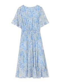 ELFSACK ELFSACK Fairy Pocket French Style V-Neck Ditsy Floral Dress For Women Spring 2024 New Release Waistline Fit Holiday Dress