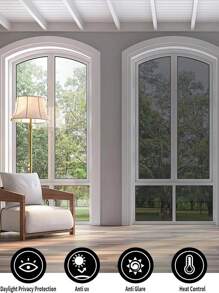 Window Privacy Film One Way Daytime Privacy Static Cling Sun Blocking Anti UV Reflective Window Tint For Home And Office, Black