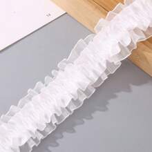5m Double Layer Elastic Snow Yarn Pleated Lace Trim, 4cm Width, For DIY Hair Accessories, Cheerleading Fan Support Clothing, Cuffs And Supplies