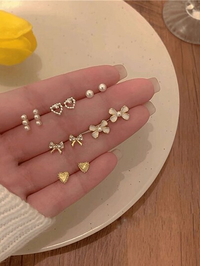 6 Pairs/Set Sweet And Unique Design Sense Earrings For Girls