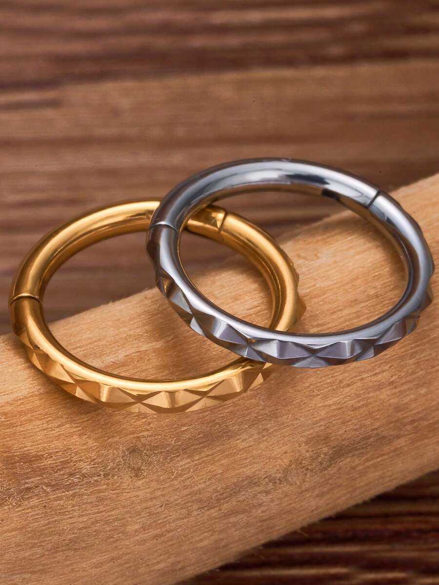 Minimalist Cyberpunk Style ClipOn Earrings And Nose Ring Set For Women