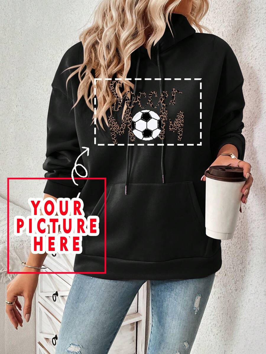 定制圣诞节/感恩节礼物，个性化女士连帽衫 - 添加您自己的照片（家庭照片/自拍）来设计您自己的定制印花，秋冬女装必备，圣诞连帽衫，徽标 | 商务 | 结婚礼物 | 派对 | 生日礼物 | 万圣节服装 | 圣诞节