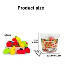 16 Chiếc Thùng Hình Mochi Trái Cây Giải Nén, Đồ Chơi Kẹo Dẻo Hình Trái Cây Dễ Thương Để Giảm Lo Âu, Quà Tặng Tiệc Và Lễ Hội Chất Độn - nhiều màu - Xem 3