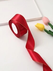 (1捲) DIY玫瑰花造型緞帶，適用於裝飾蛋糕、禮品、包裝、婚禮、派對、手工製作蝴蝶結，具金邊緣 - 1卷金邊 - 查看 19