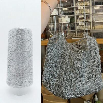 1 件闪亮银线、金银金属线、闪亮钢丝球，适用于 DIY 手工艺品、竹柄钩针