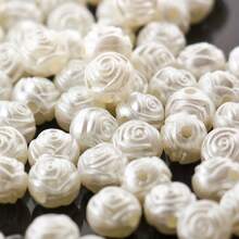 100/400pcs (6-10mm) White Faux Pearl Rose Flower Acrylic Spacer Beads - Handmade Jewelry DIY Bracelet Necklace Mobile Phone Chain Accessories Valentines - One Pack - View 10