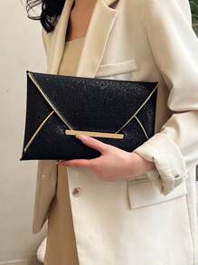 1pc Glitter Shiny Clutch Envelope Bag, Luxury Fashion Women's Evening Handbag Purse