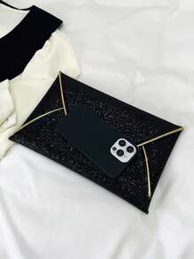 1pc Glitter Shiny Clutch Envelope Bag, Luxury Fashion Women's Evening Handbag Purse